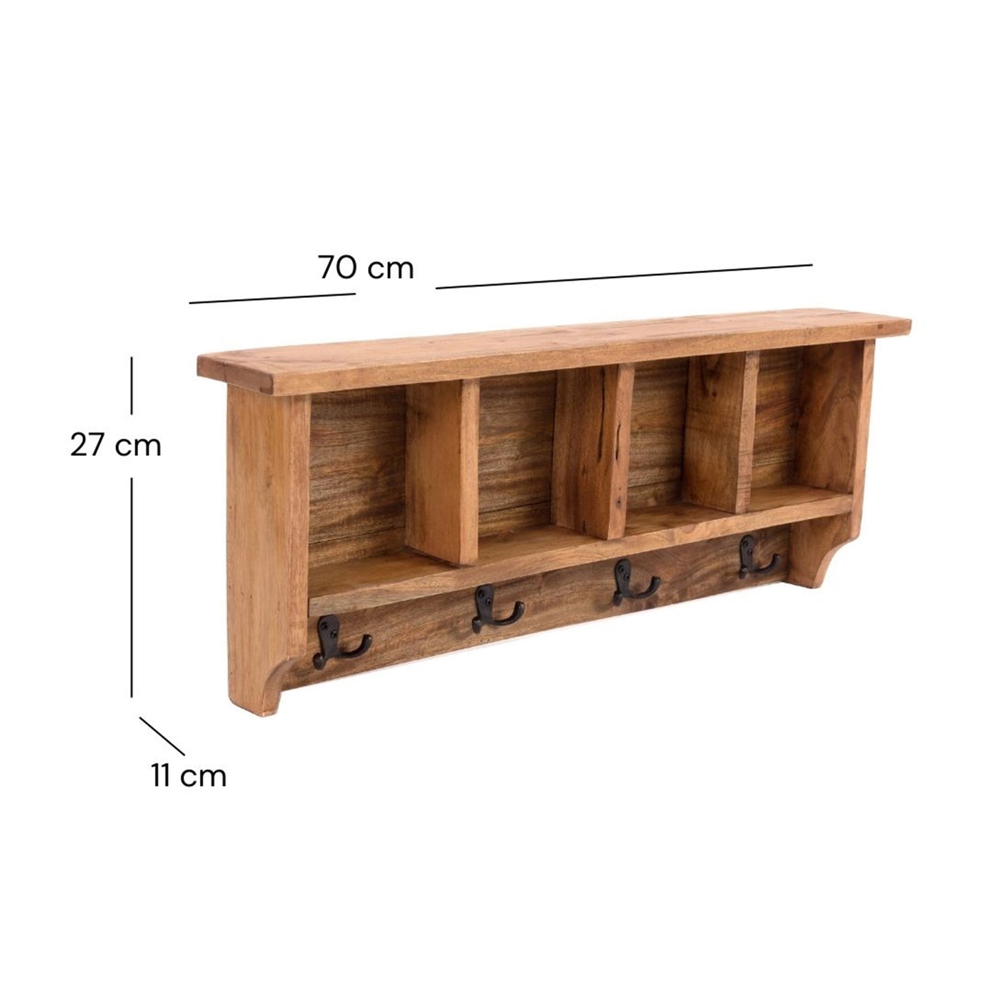 RUSTIKALE WANDGARDEROBE mit Fächern "VINTAGE 70" | 70x27x11cm(BxHxT)