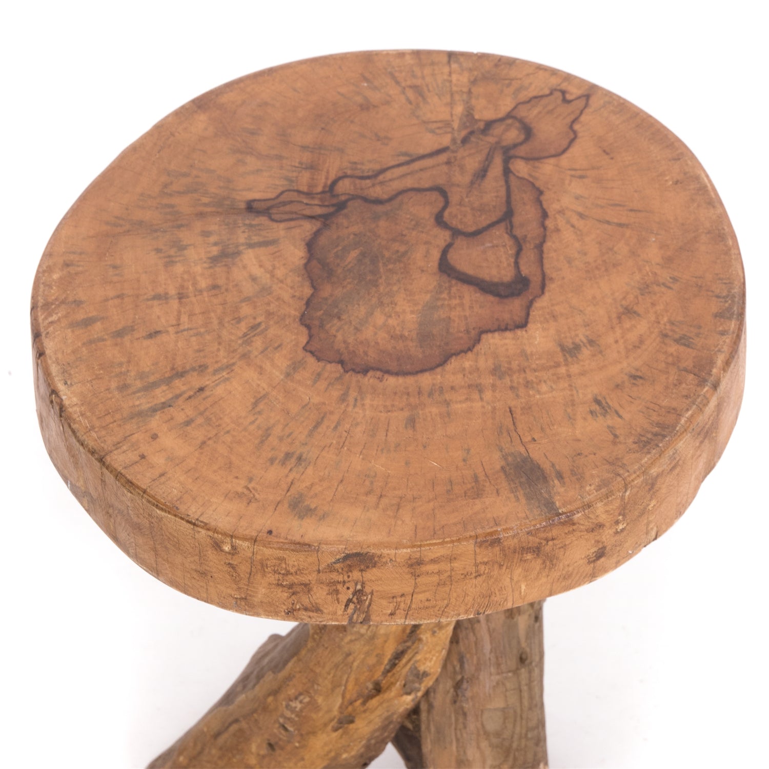 RUNDER HOLZTISCH TEAK 40 | 40x34cm (HxB) Massivholz Beistelltisch