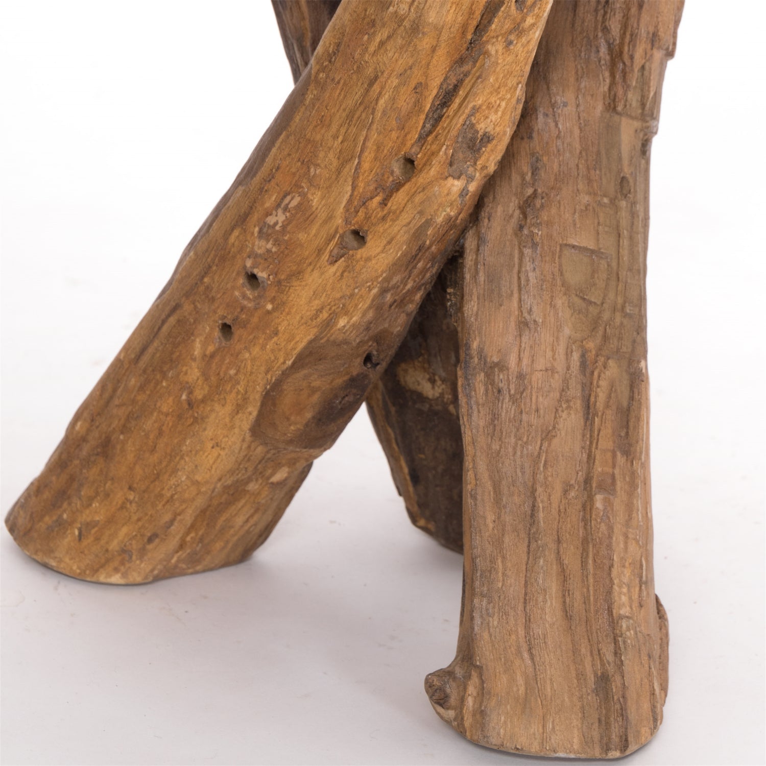 RUNDER HOLZTISCH TEAK 40 | 40x34cm (HxB) Massivholz Beistelltisch