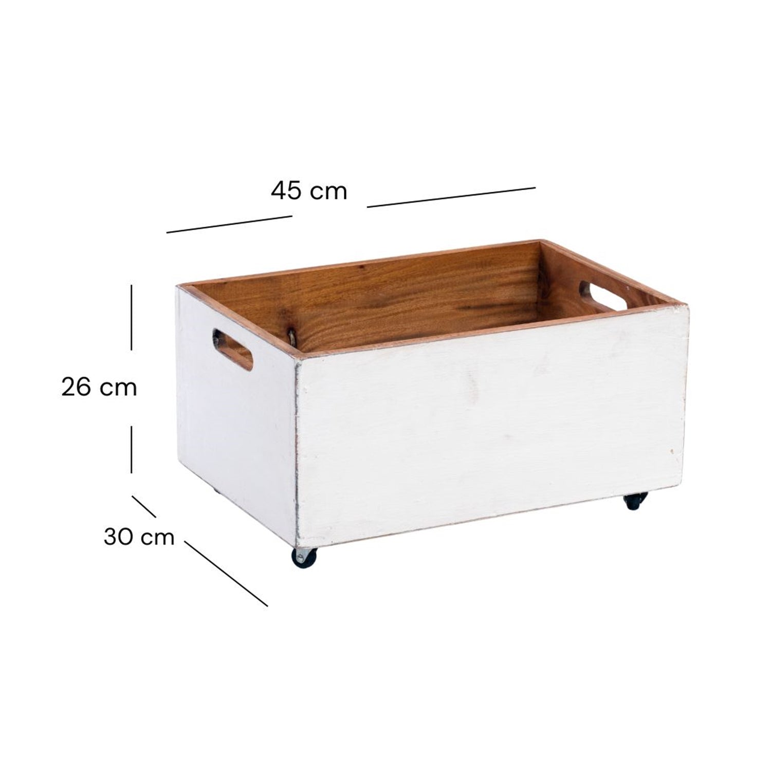 aufbewahrung zeichenmaterial ROLLBARE HOLZKISTE "BOX" 45x30 cm