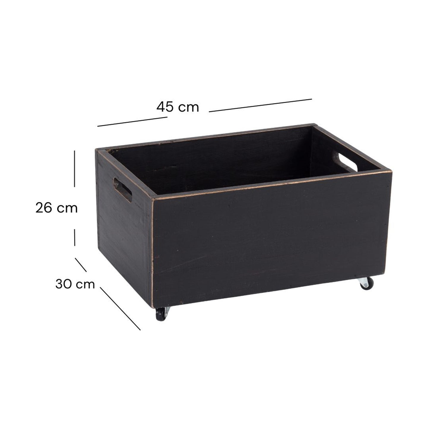ROLLBARE HOLZKISTE "BOX" | 26x45x30 cm, Massivholz | Aufbewahrung
