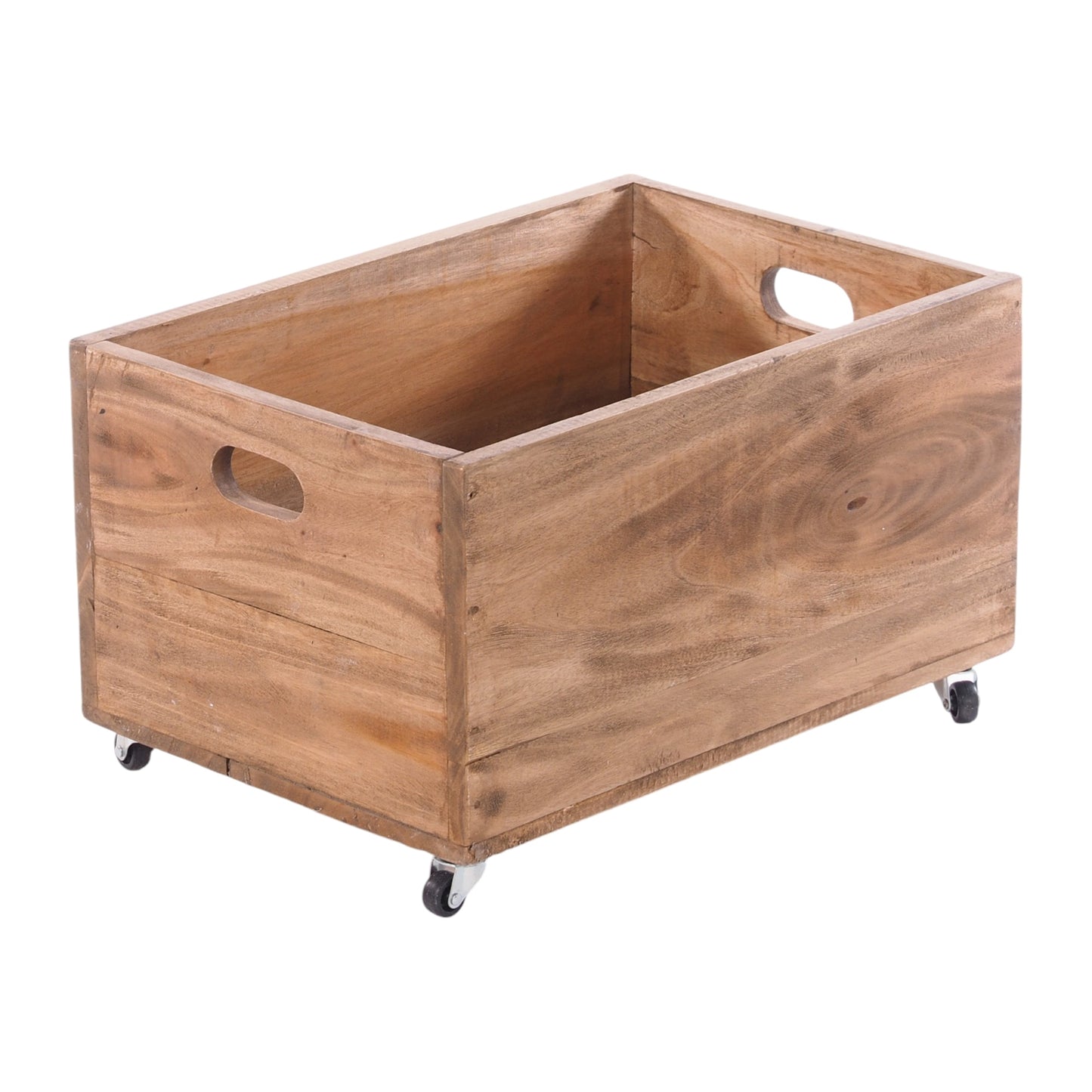 ROLLBARE HOLZKISTE "BOX" | 26x45x30 cm, Massivholz | Aufbewahrung