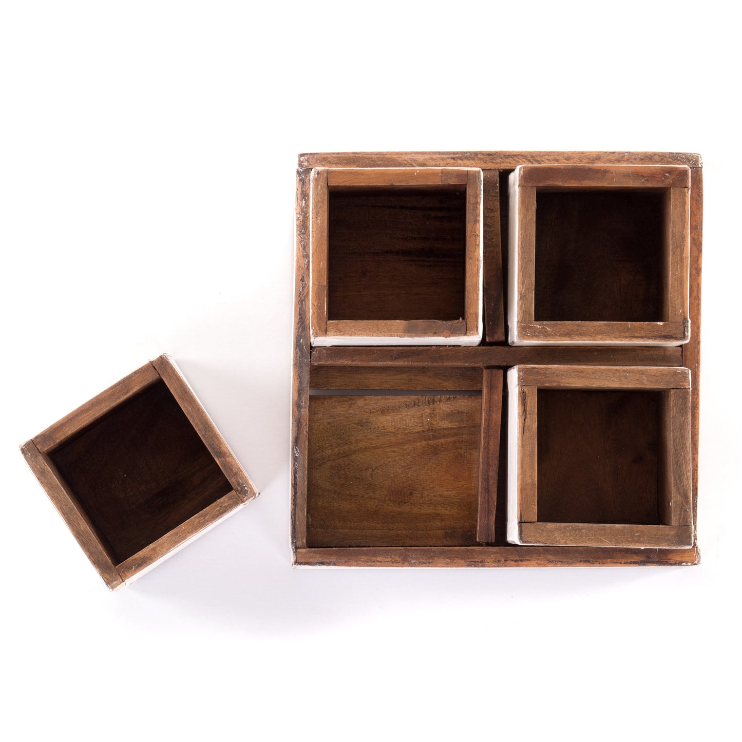 HOLZ AUFBEWAHRUNGSKISTEN "CUBO" | 24x9 cm (BxH), Mahagoni | Kistenset