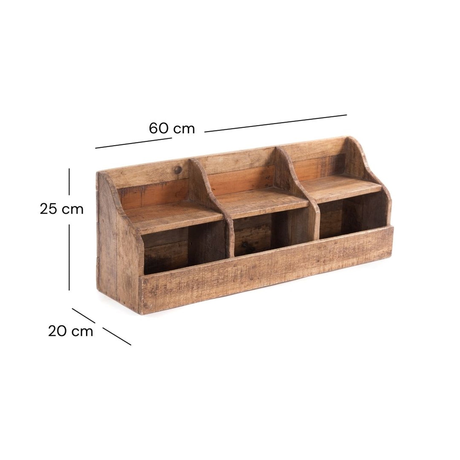 WANDREGAL "STORAGE 60" | Mahagoni Holz, 3 Fächer | Aufbewahrungsregal