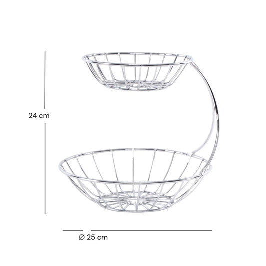 DOPPEL OBSTKORB "STAGE" | Eisen verchromt | Etagere