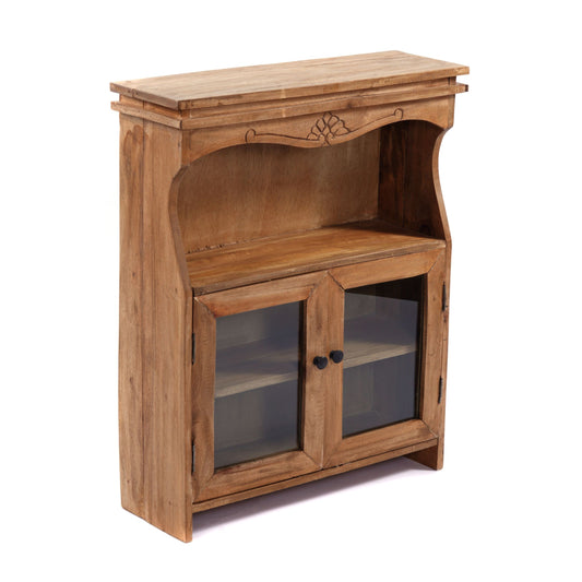 WANDSCHRANK "RIBERA" | mit Glastüren, 73 cm | Holz Wandregal