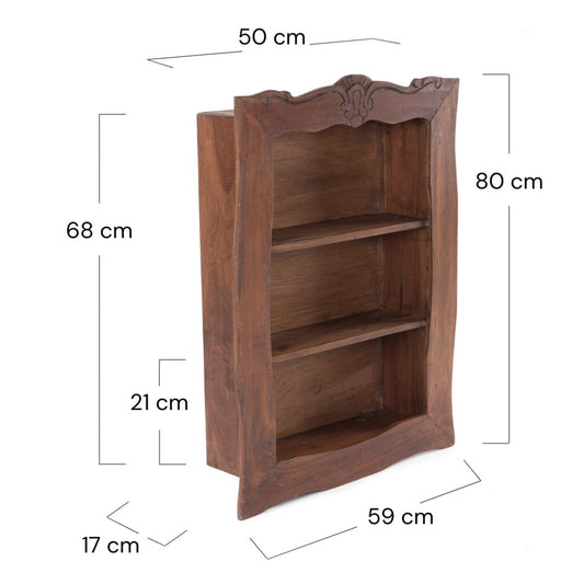 WANDREGAL "CLEA" | Mahagoni, 80 cm | Hängeregal mit Schnitzerei