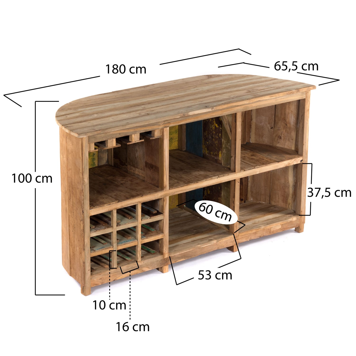 BARSCHRANK "CIRCULO" | Massivholz, 180 cm | Hausbar, Verkaufstresen