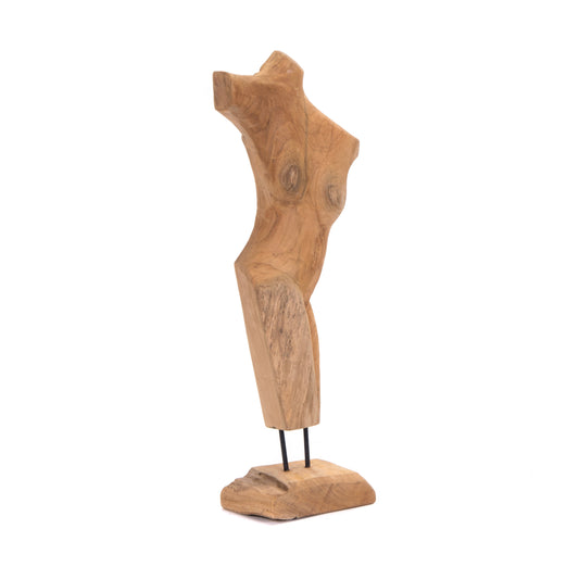 TEAK SKULPTUR "TORSO" | Teakholz, 57 cm | Weibliche Körper Statue