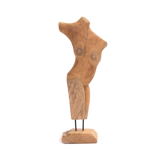 TEAK SKULPTUR "TORSO" | Teakholz, 57 cm | Weibliche Körper Statue