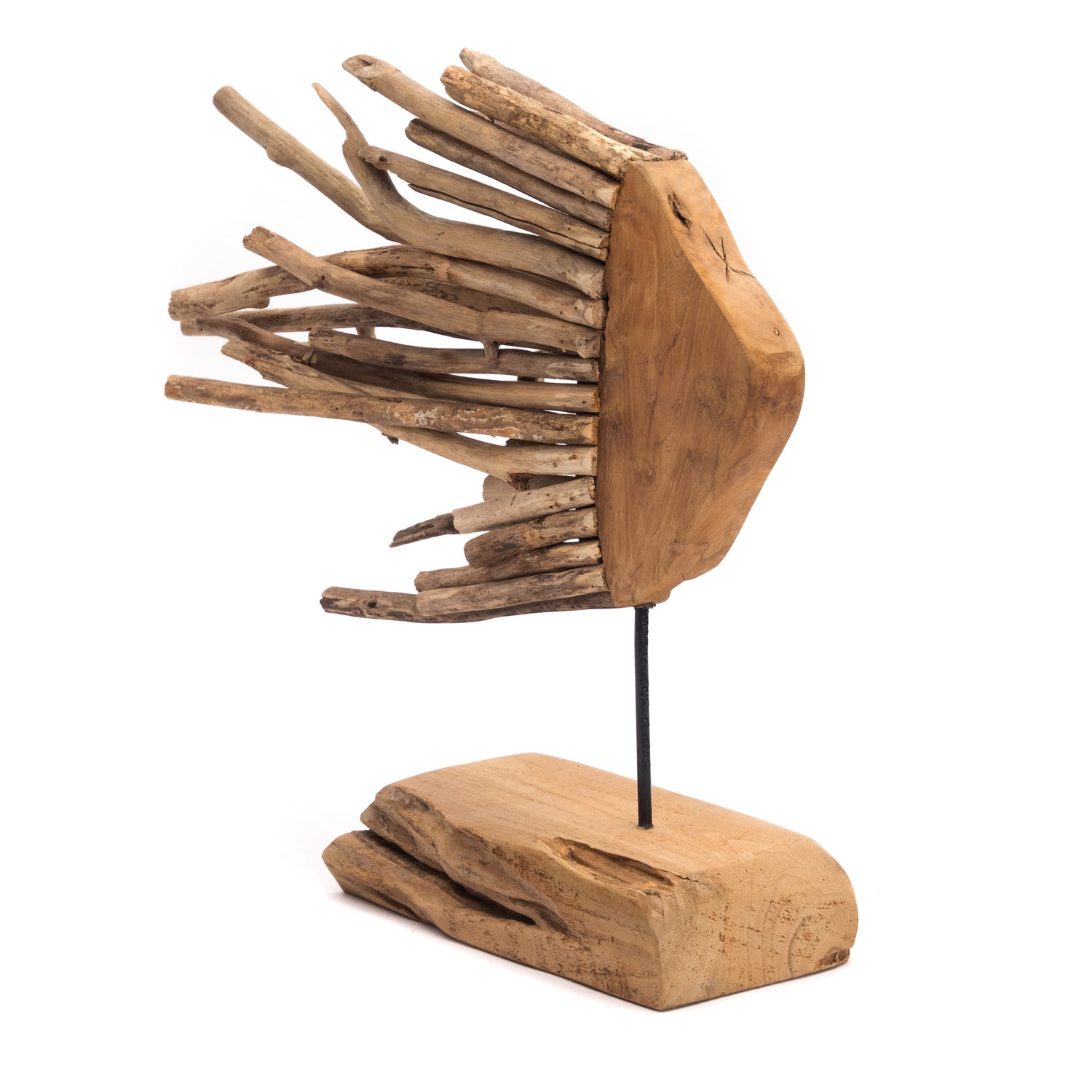 FISCH SKULPTUR "SEA" | 55 cm, Teakholz | Deko-Objekt Fisch, Holz Figur