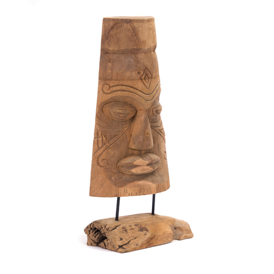 HOLZ SKULPTUR "TIKI" | Massivholz, 40 cm | Hawaii Tiki Deko Objekt