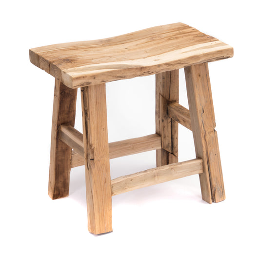 HOLZ HOCKER "CURVO" | Teakholz, 50 cm | Sitzhocker, Blumenhocker