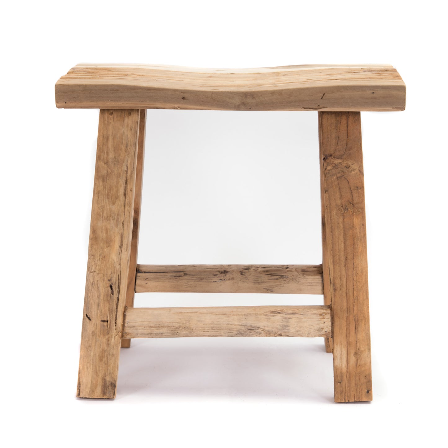 HOLZ HOCKER "CURVO" | Teakholz, 50 cm | Sitzhocker, Blumenhocker