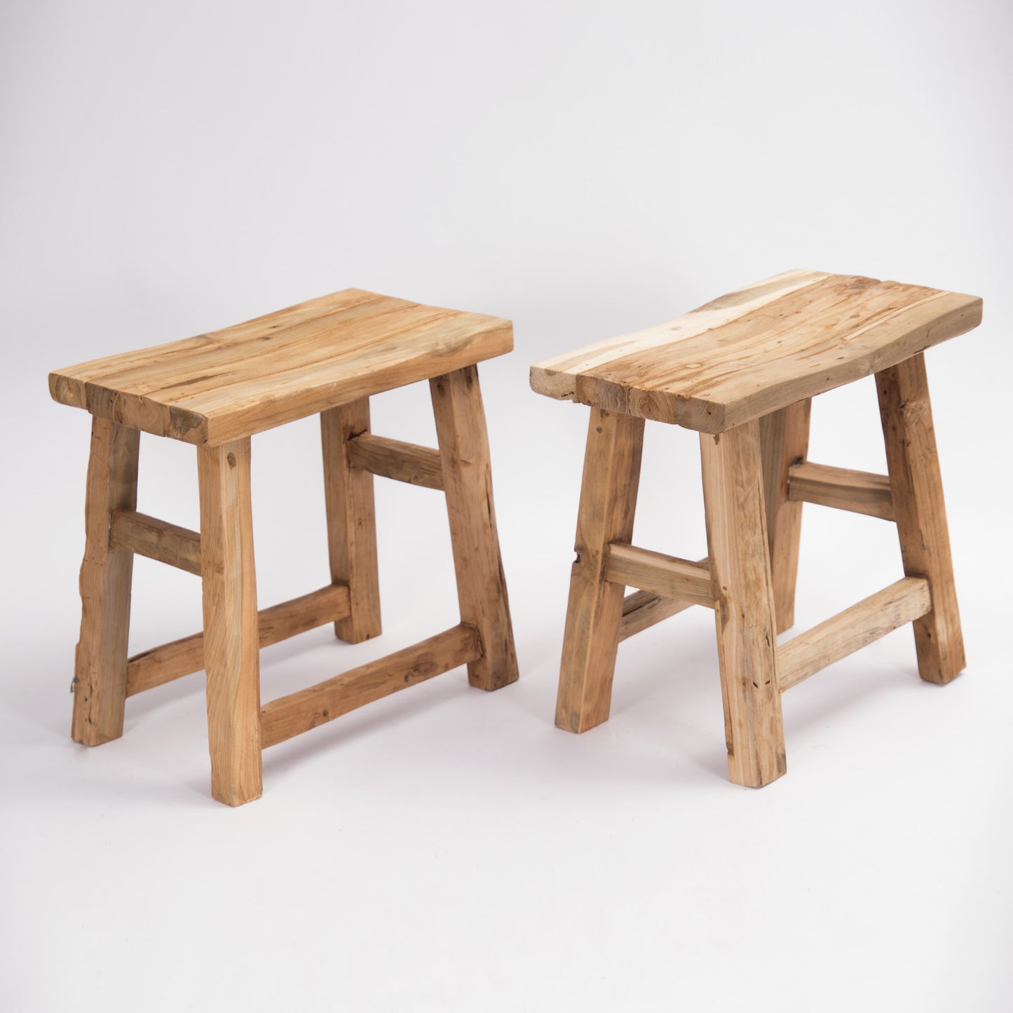 HOLZ HOCKER "CURVO" | Teakholz, 50 cm | Sitzhocker, Blumenhocker