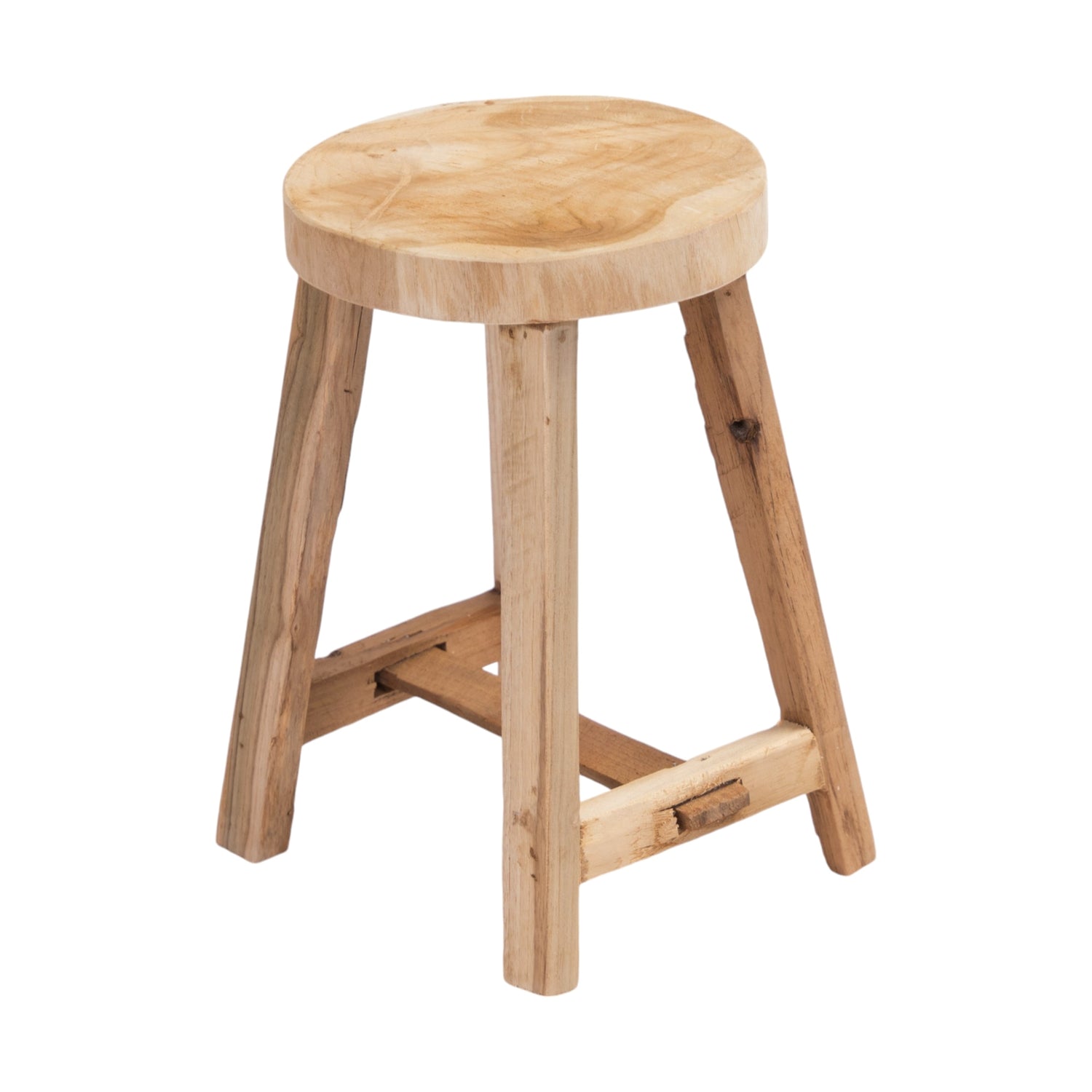 RUNDER HOCKER "LEVI" | Teak, 30 cm | Holz Schemel, Blumen Hocker