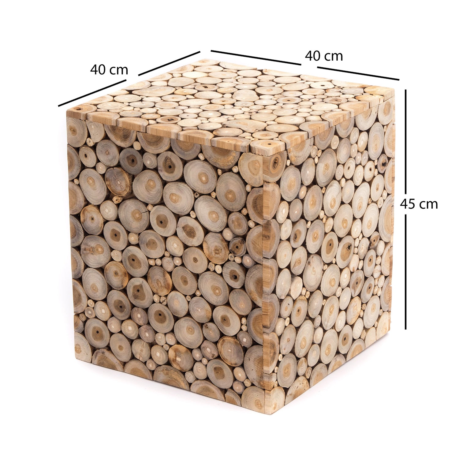 BAUMSTAMM HOCKER "TARO" | Teakholz, 45 cm | Sitzhocker, Beistelltisch