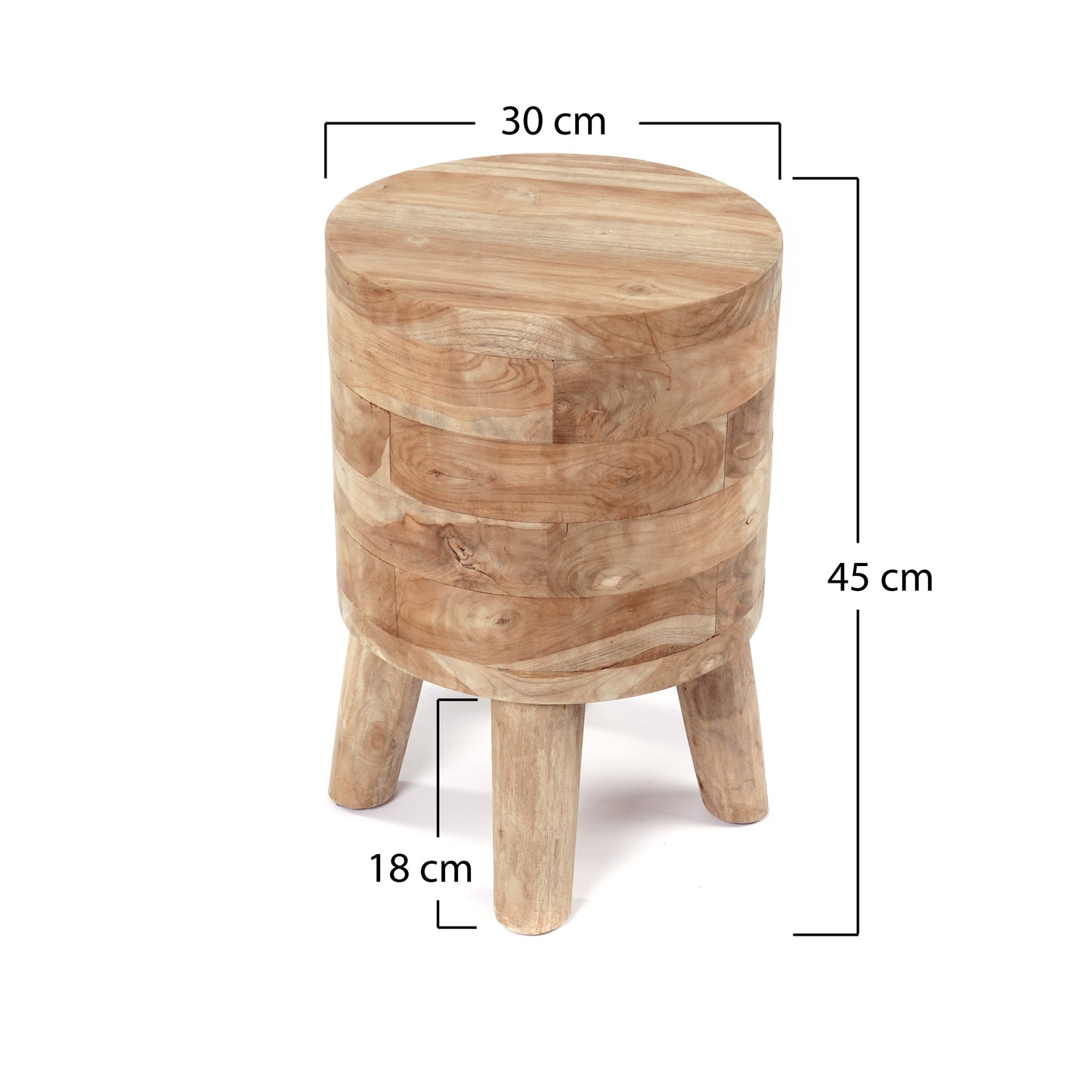RUNDER TEAK HOCKER "NOVI" Naturhocker