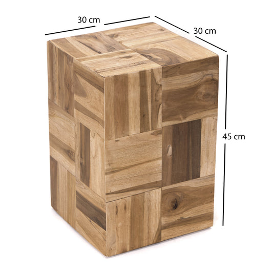 BEISTELLTISCH "PUZZLE" | Teak | Holz Blumen Hocker, Nachttisch