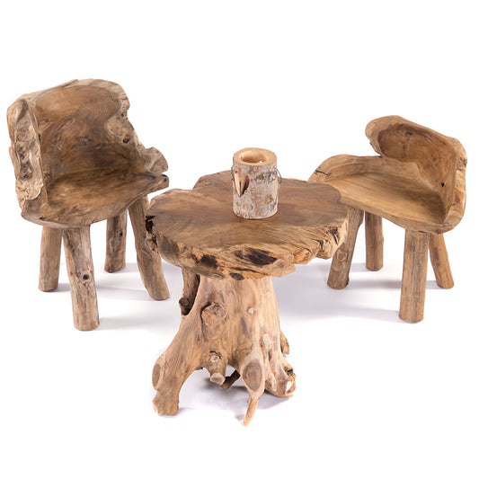 SITZGRUPPE "YUNI" | Teakholz, 3-teilig | Holzgarnitur, Bistro Set