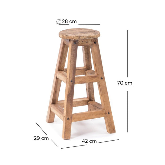 BARHOCKER "JACK" | 70 cm, Mahagoni Holz | Holz Sitzhocker