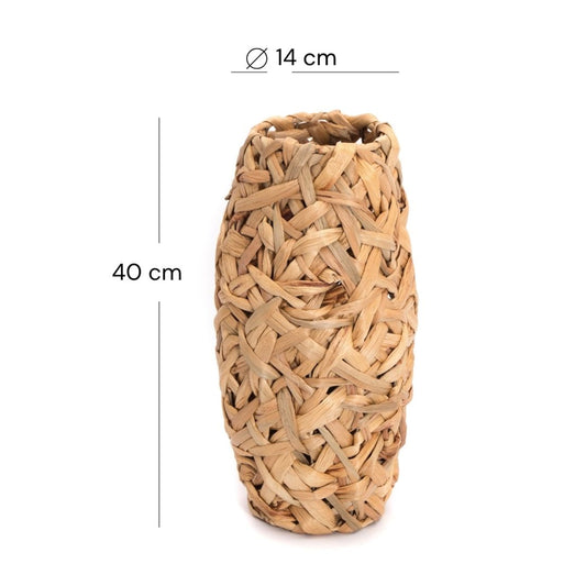 NATUR BODEN VASE "CALIDA" | 40 cm, Wasserhyazinthe | Geflochtene Vase