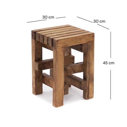 HOLZ HOCKER "TETRIS" | Mahagoni Holz, 45 cm | Blumenhocker
