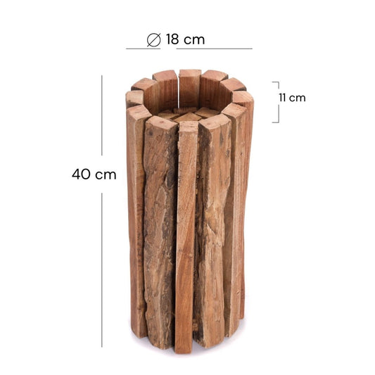 KERZENSÄULE "SPIRA 40" | Mahagoni / Teak Holz, 40 cm | Blumen Säule
