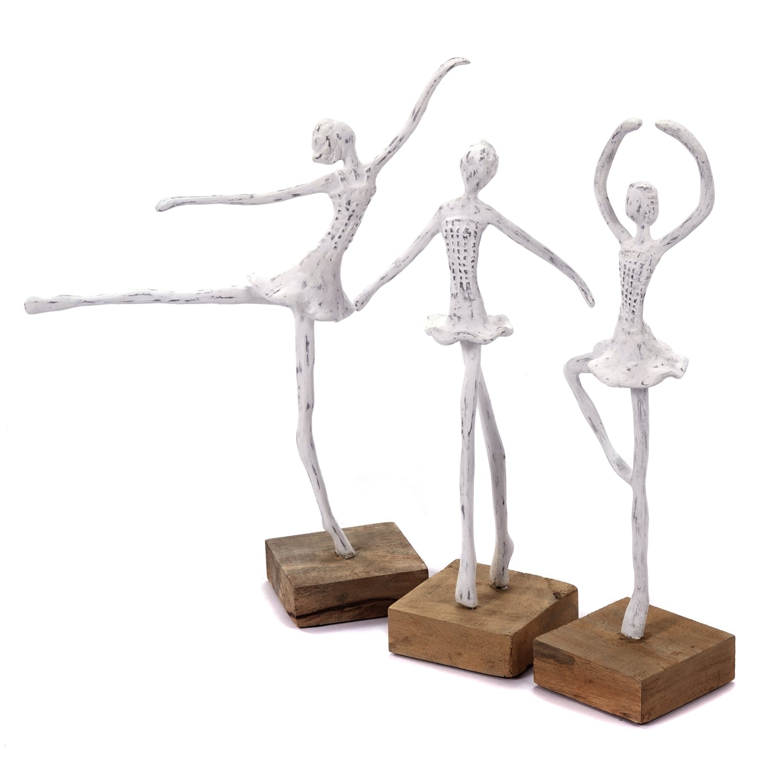 BALLERINA FIGUR "BALLETT 3er" | weiß, 40cm | Ballett Tänzerin Skulptur