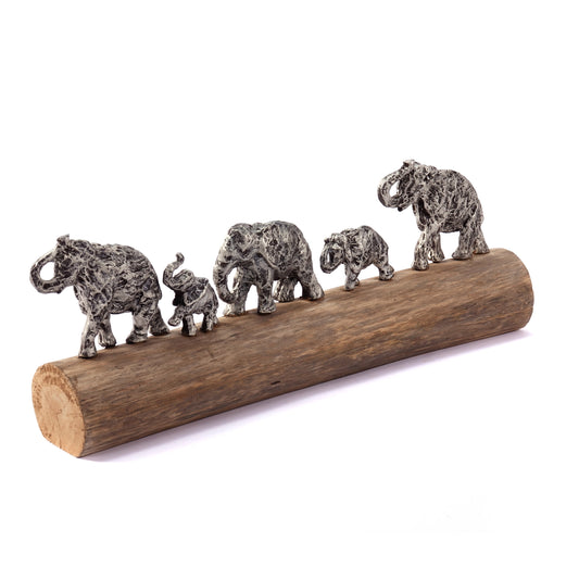 DEKO AUFSTELLER "FAMILY WALK" | Mangoholz | Elefanten Skulptur