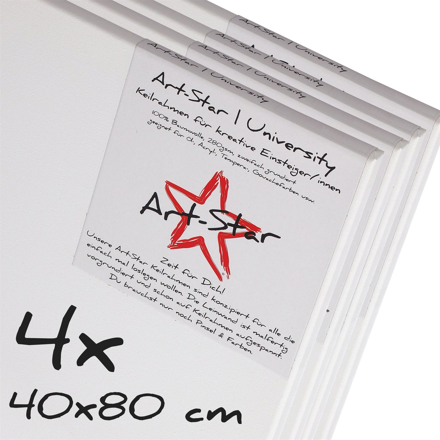 4x ART-STAR LEINWAND | 40x80 cm, 100% Baumwolle | auf Keilrahmen