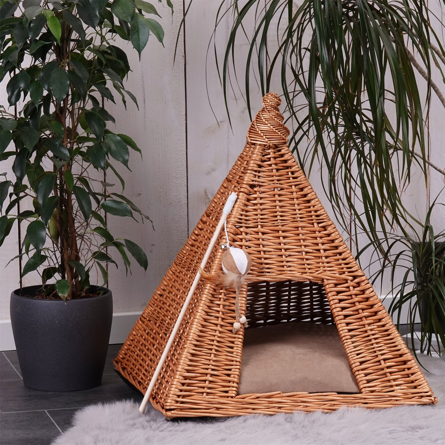 zelt aus weidenruten WEIDEN TIERHÜTTE "MIA" Katzen Tipi Höhle – xtradefactory GmbH