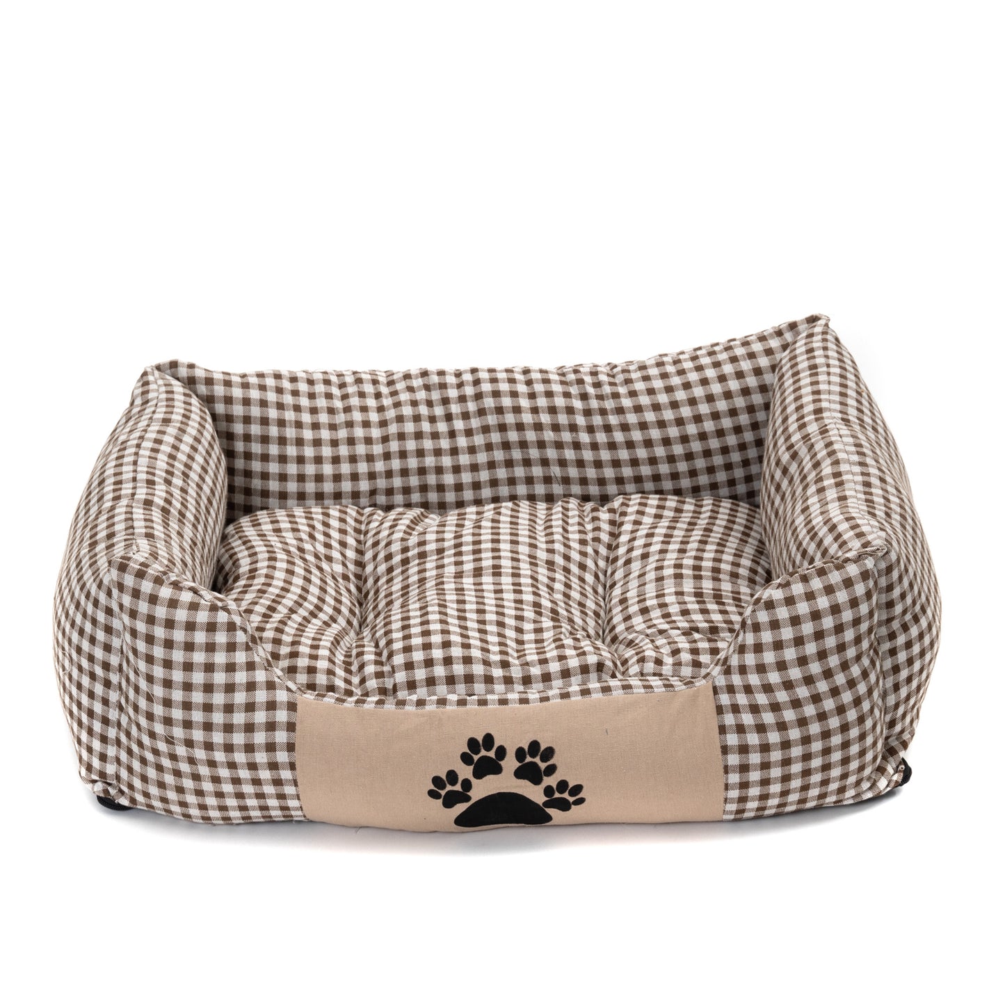 HUNDE BETT "ROCKY "| Braun kariert, 67cm | Kuschel Hunde Körbchen