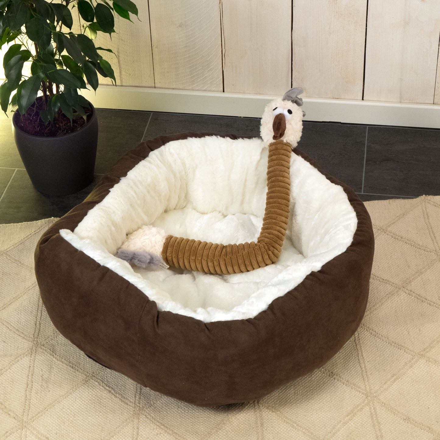 WEICHES HUNDEBETT "CHARLY" | Braun, 56cm | Hundekörbchen