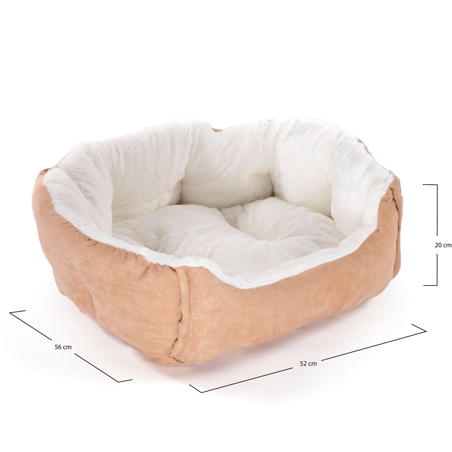 WEICHES HUNDE BETT "MYLO" | Weiß-Beige | Flauschiges Hündekörbchen