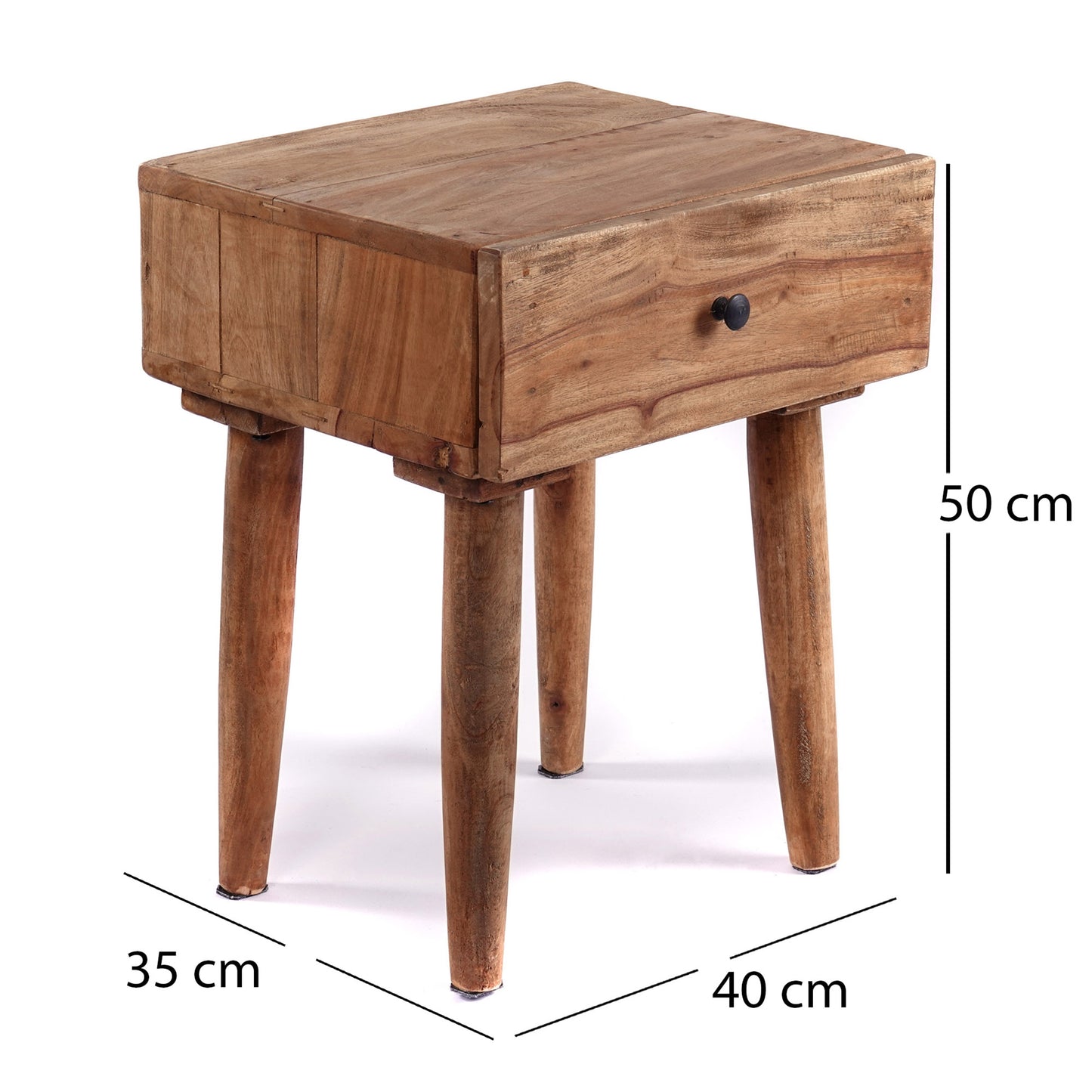 BEISTELLTISCH "SLEEK" | 50cm, Mahagoni Holz | Natur Nachttisch