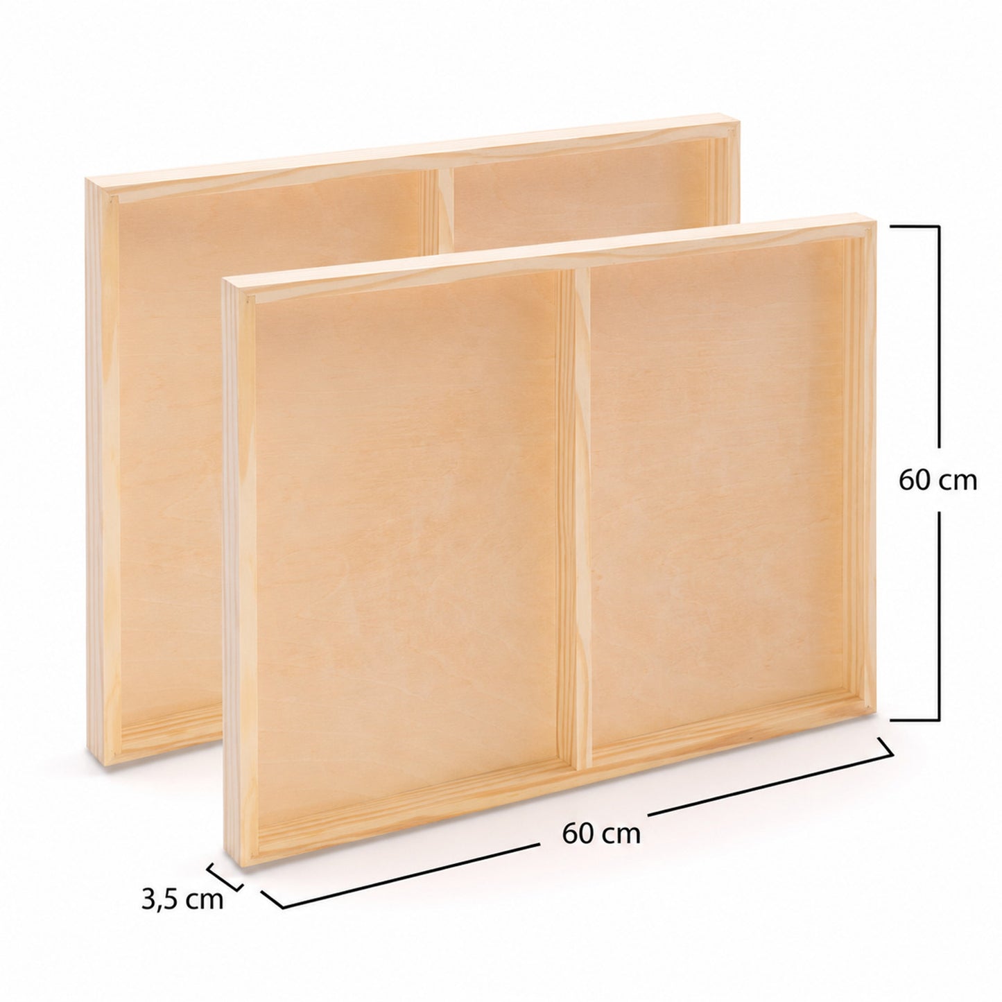 2x HOLZ Malgrund 60x60 cm | Birkenholz Leinwand, bemalbarer Keilrahmen