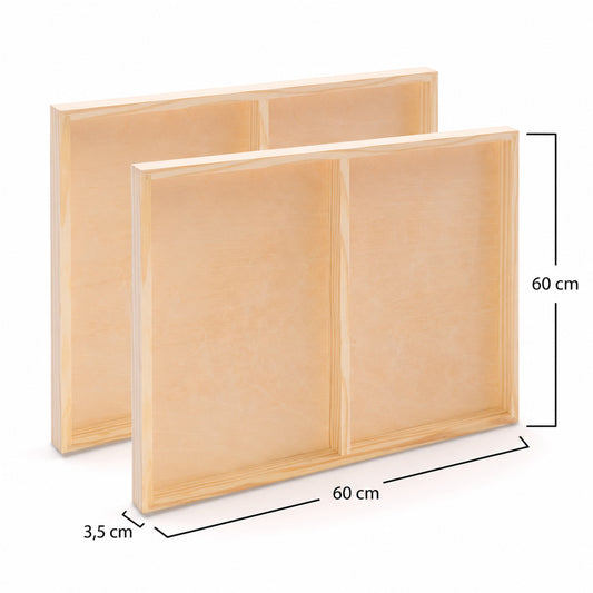 2x HOLZ Malgrund 60x60 cm | Birkenholz Leinwand, bemalbarer Keilrahmen