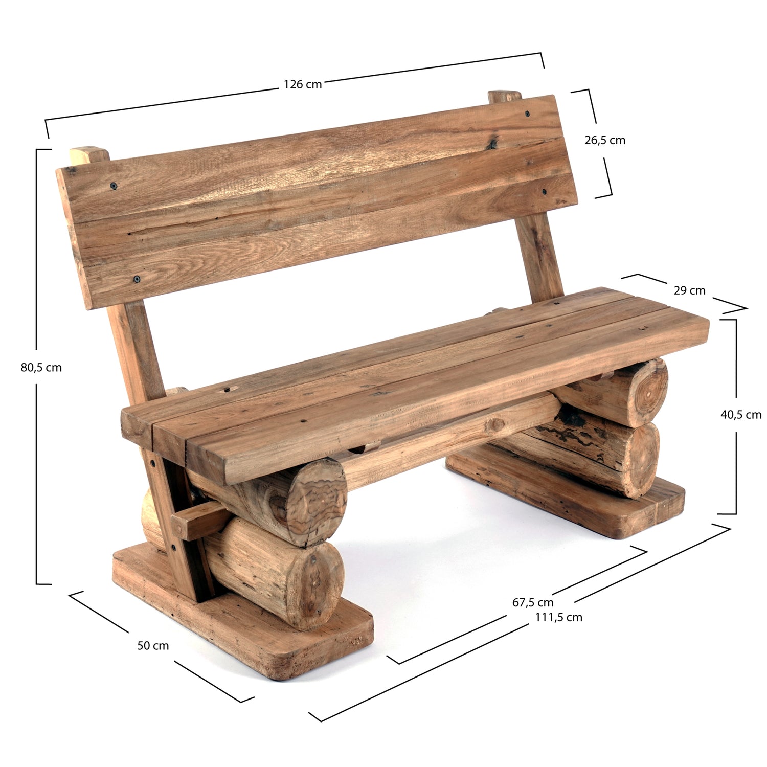 HOLZ SITZBANK "ANTON" | Massivholz, 120cm | Bayrische Baumstammbank