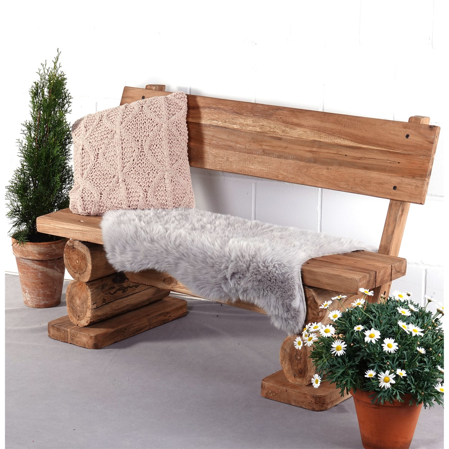 HOLZ SITZBANK "ANTON" | Massivholz, 120cm | Bayrische Baumstammbank