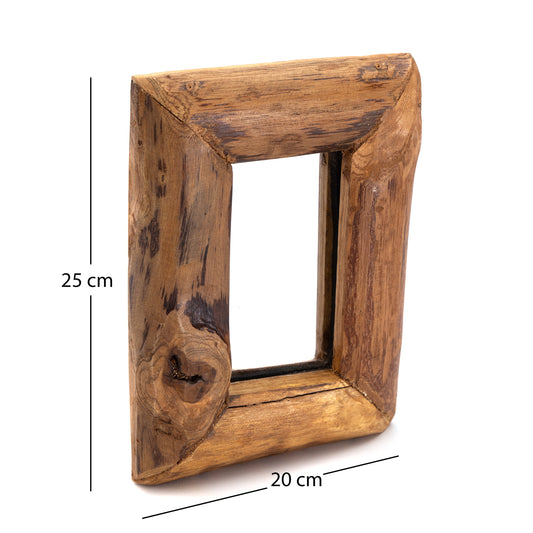 HOLZ WANDSPIEGEL "BASE C" | 25x20cm, Massivholz | Natur Holzspiegel