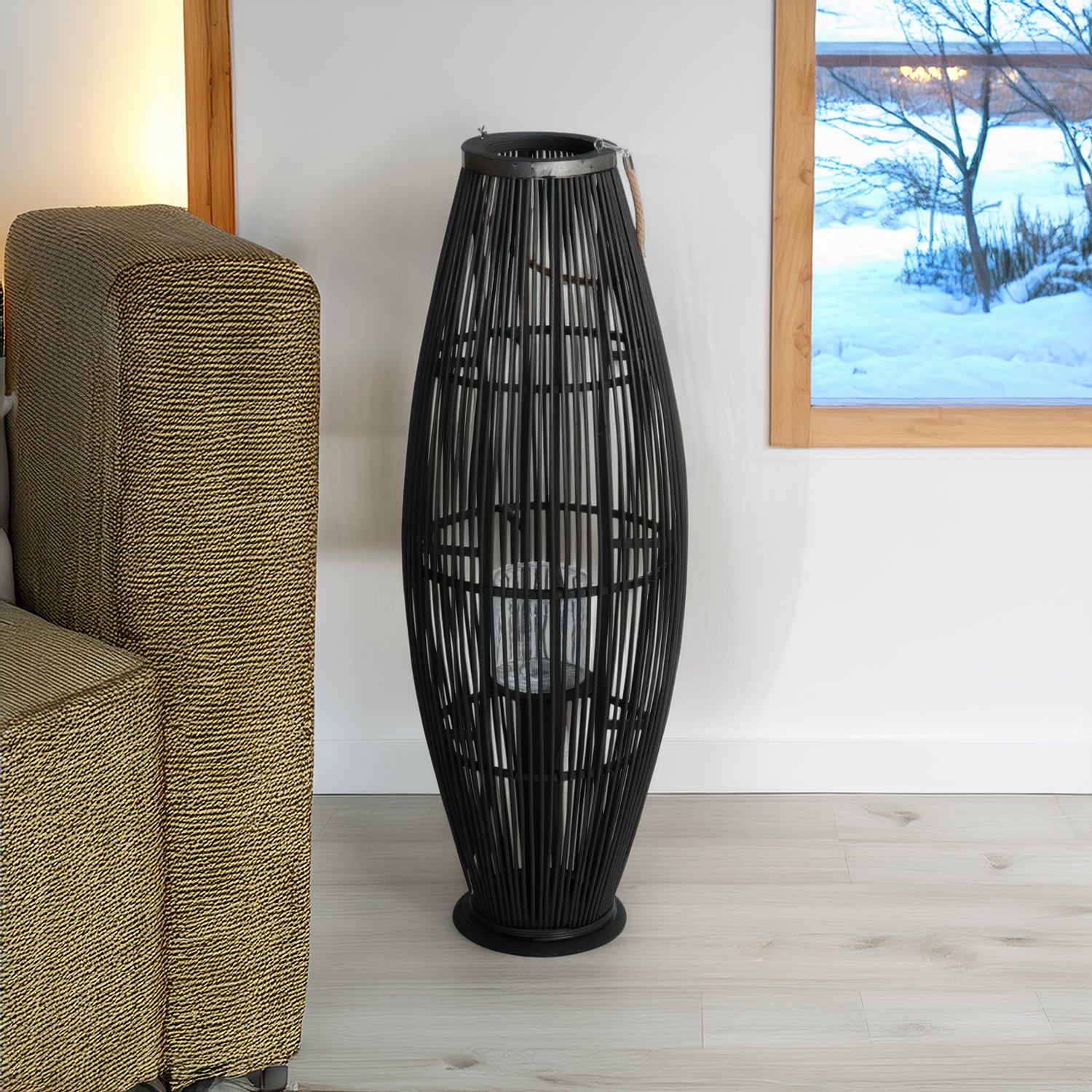 Deko  LATERNE "ZYA" |  Bambus | Natur Windlicht