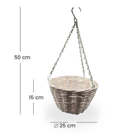 BLUMENAMPEL "BOWL" | 25 cm, Weide | handgefertigtes Korbgeflecht