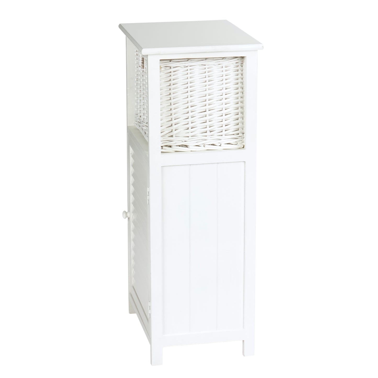 BADSCHRANK "KORG" | Mahagoni Holz, 1 Rattan Korb | Bad Kommode