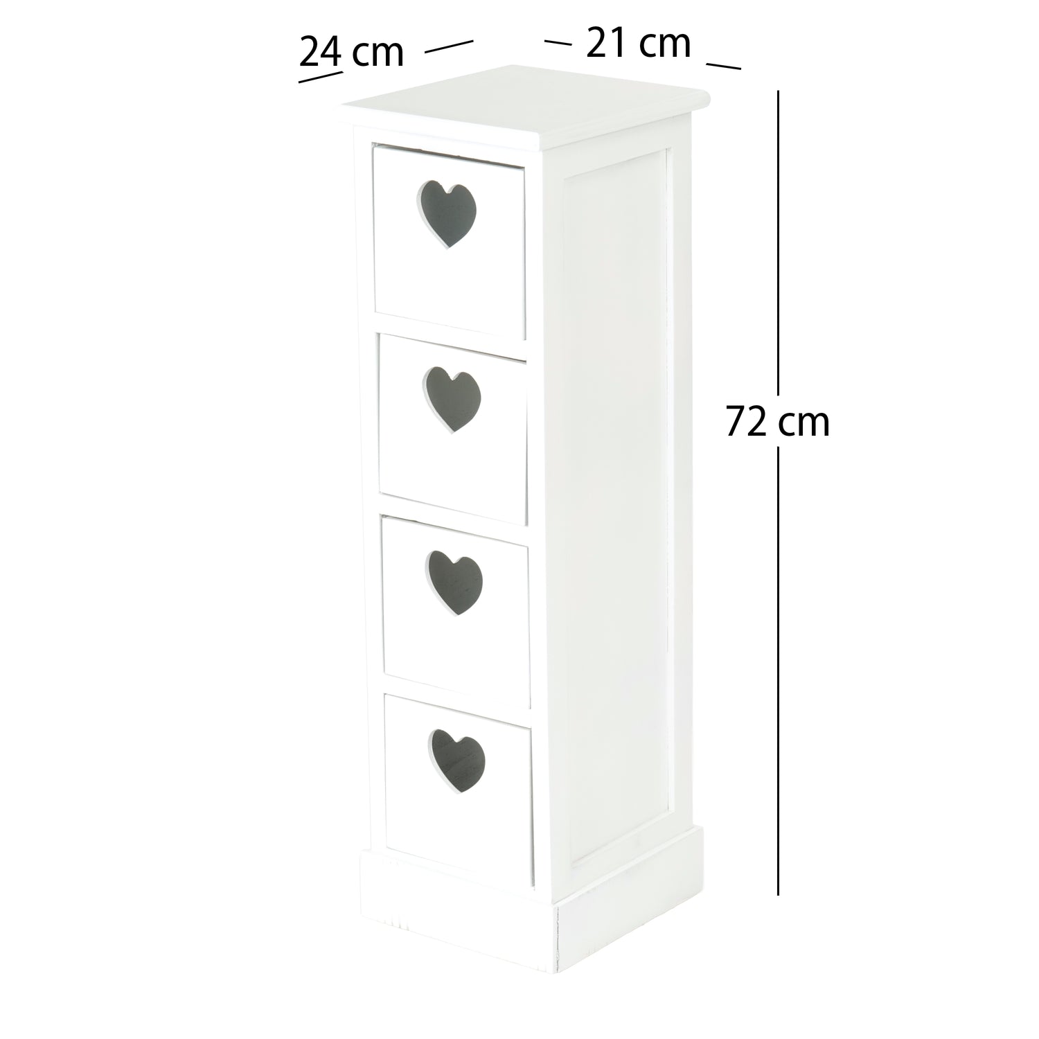 Schränkchen HEART weiß 4 Schubladen Holz – xtradefactory GmbH