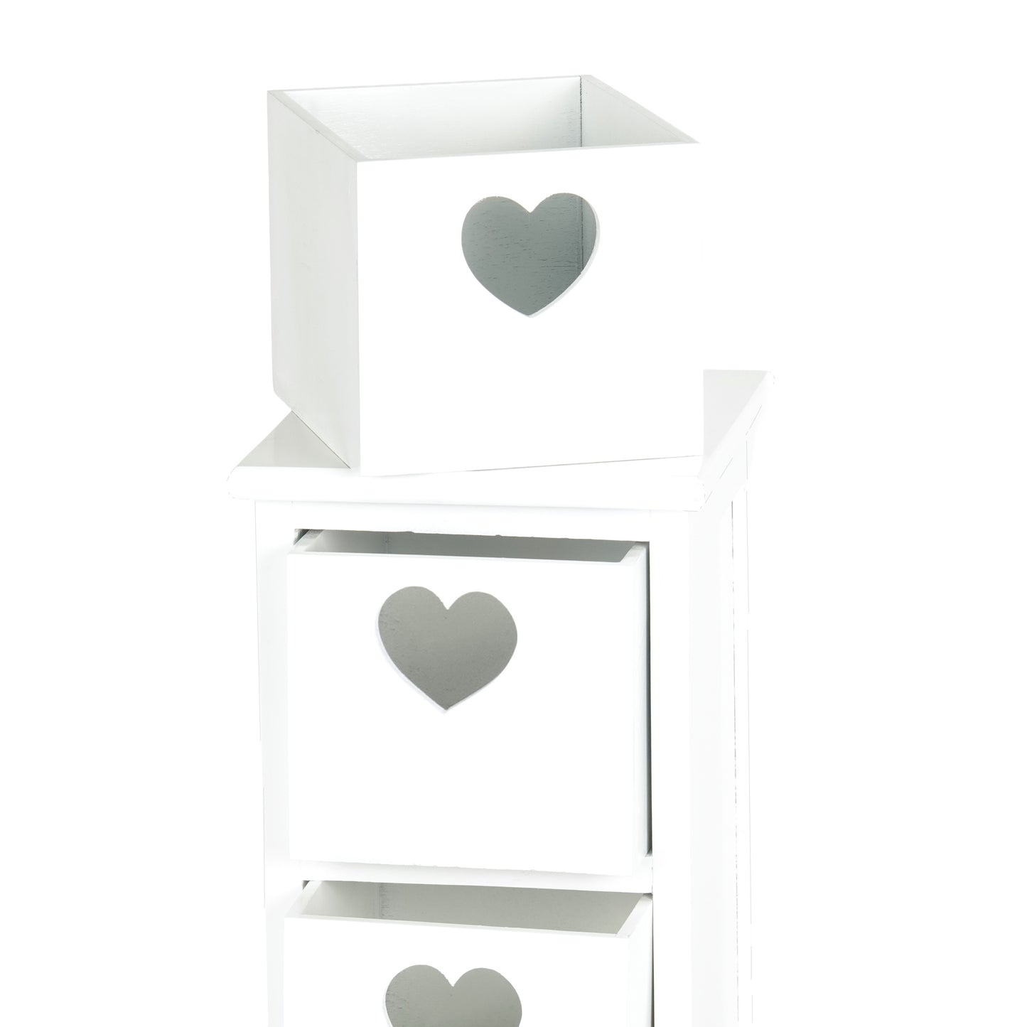 SCHRANK "HEART" | Mahagoni Holz, 2 Rattan Körbe | Bad Kommode