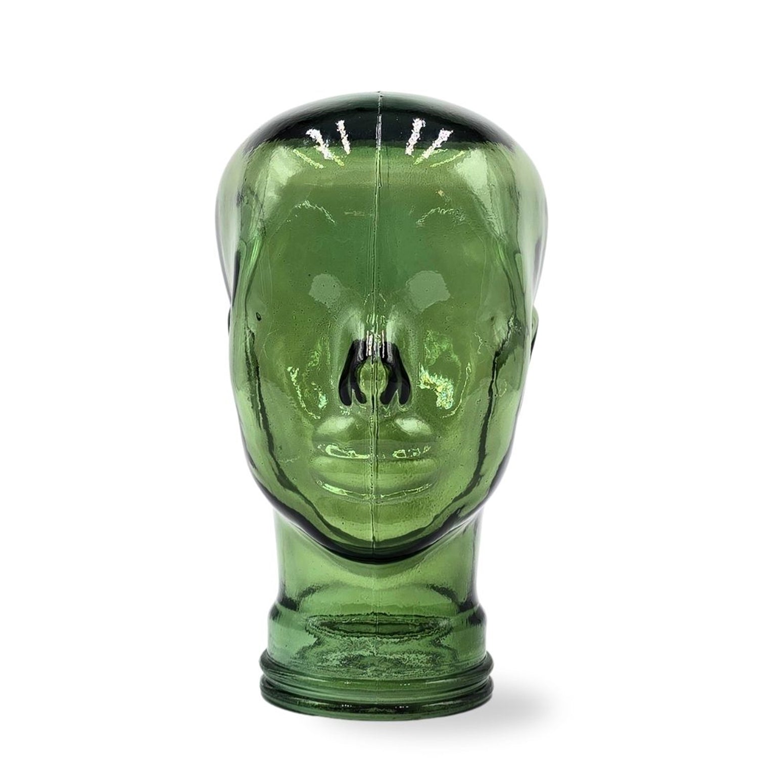 Glas KOPFHÖRERSTÄNDER transparent + satin | 29cm Glaskopf Skulptur