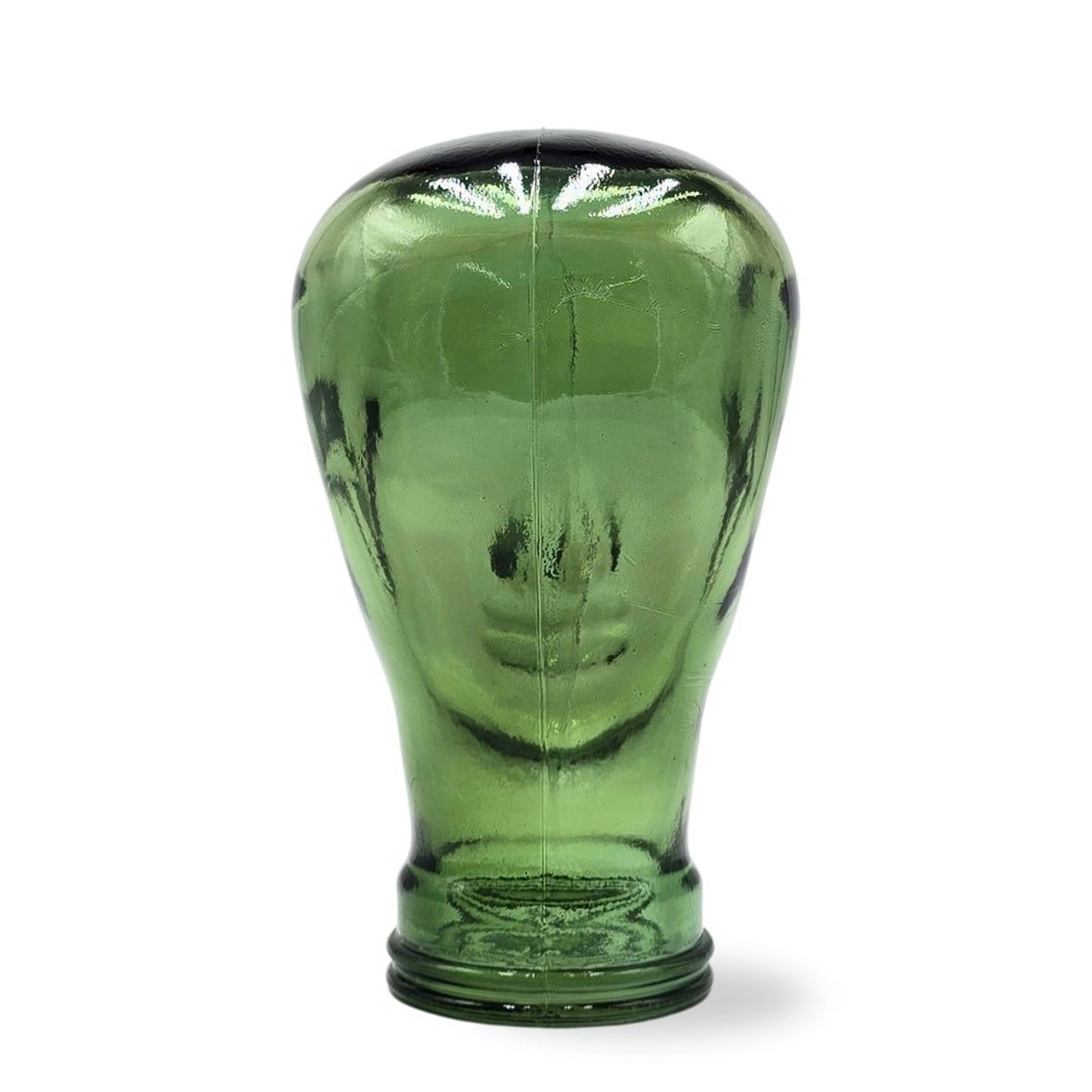 Glas KOPFHÖRERSTÄNDER transparent + satin | 29cm Glaskopf Skulptur