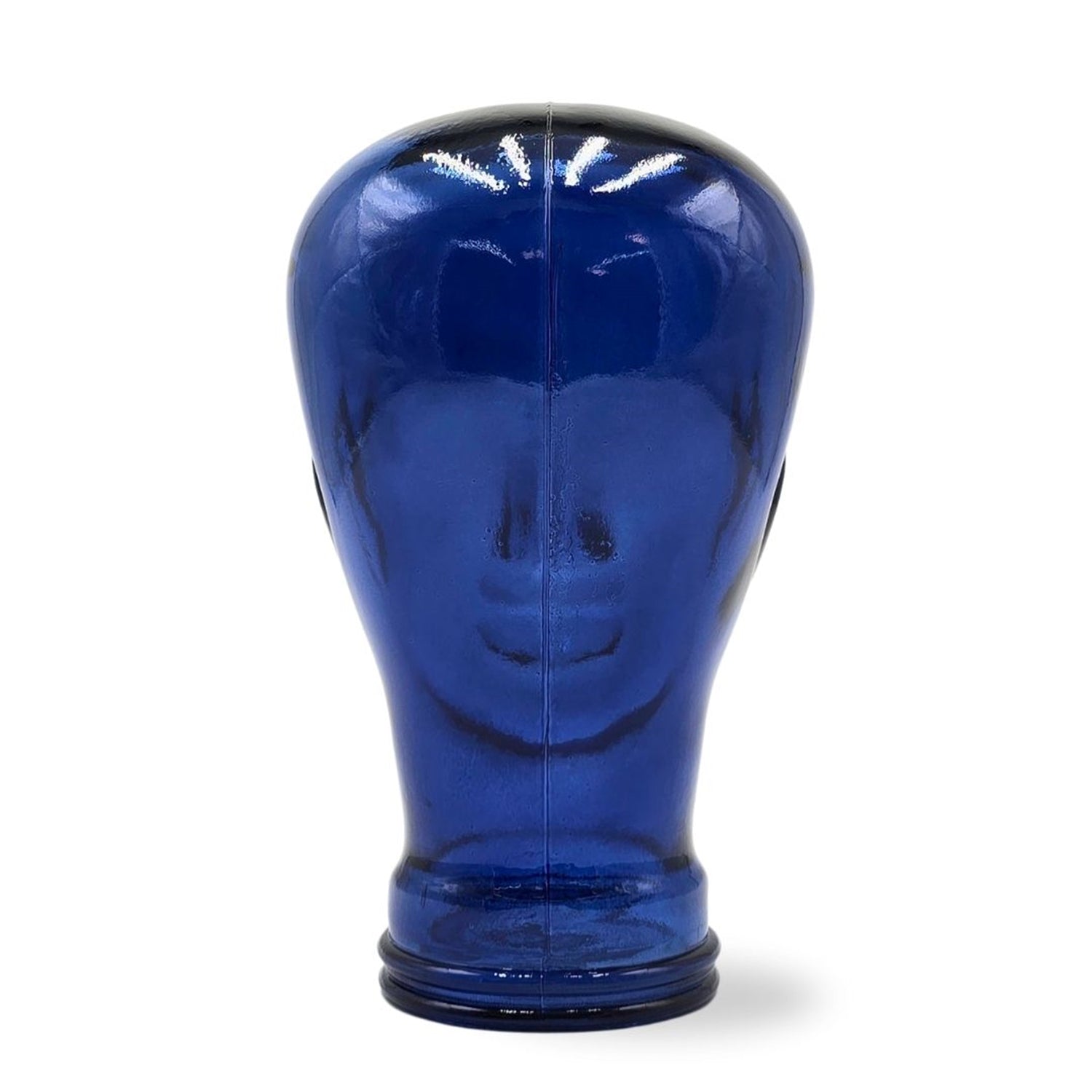 Glas KOPFHÖRERSTÄNDER transparent + satin | 29cm Glaskopf Skulptur