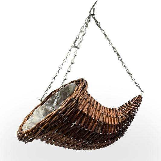 Blumenampel Füllhorn Weidenholz 40x30 klein | Farbe: braun
